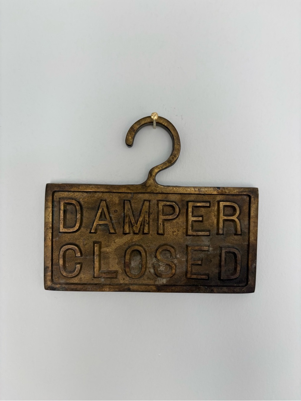 Vintage-Style 'DAMPER CLOSED/OPEN' Sign Hanger - Solid Bronze